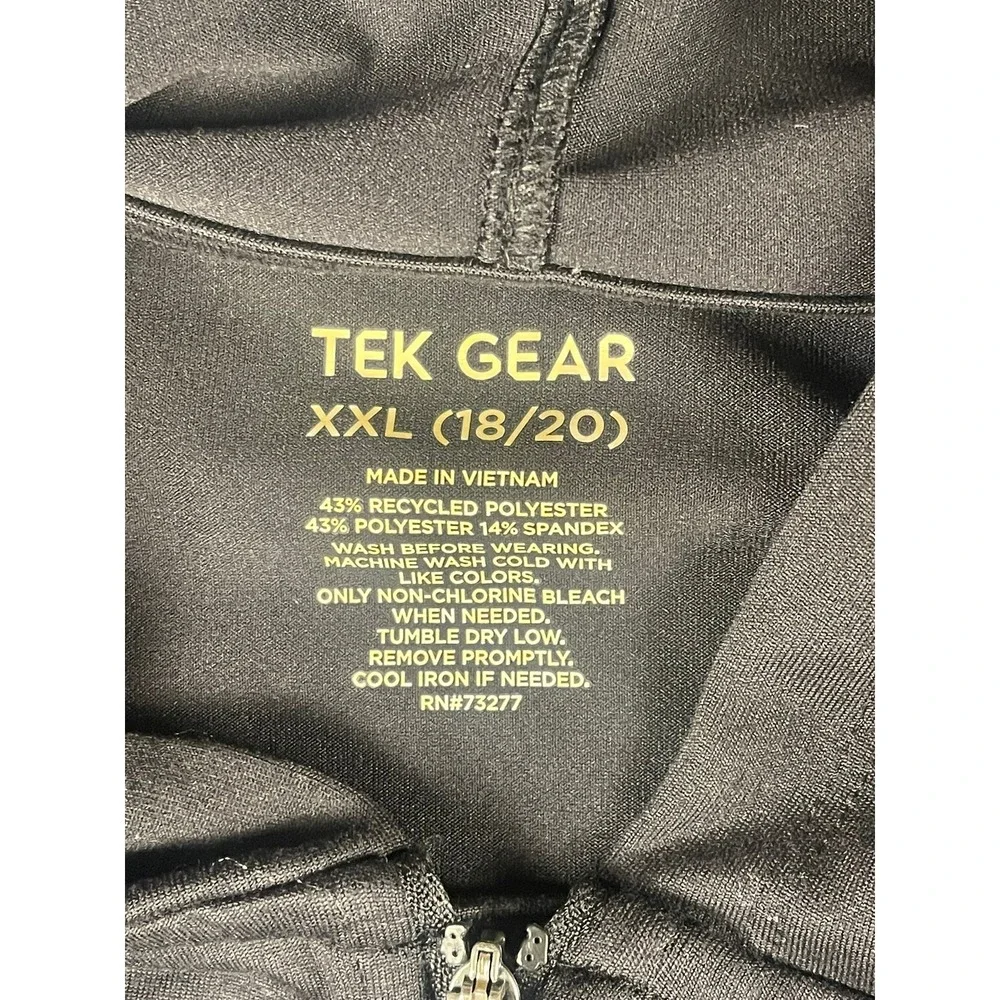 Tek Gear Boys XXL 18/20 Black Full Zip Hooded Sweatshirt Athletic Jacket RN73277